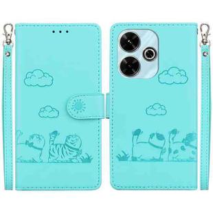 For Xiaomi Poco M6 4G Cute Cats RFID Leather Phone Case(Green)