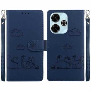 For Xiaomi Poco M6 4G Cute Cats RFID Leather Phone Case(Blue)