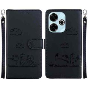 For Xiaomi Poco M6 4G Cute Cats RFID Leather Phone Case(Black)