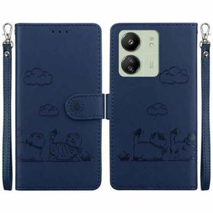 For Xiaomi Poco C65 4G Cute Cats RFID Leather Phone Case(Blue)