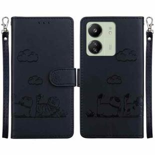 For Xiaomi Poco C65 4G Cute Cats RFID Leather Phone Case(Black)