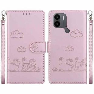 For Xiaomi Poco C50 Cute Cats RFID Leather Phone Case(Rose Gold)