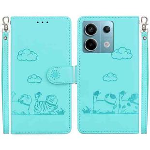 For Xiaomi Poco X6 5G Global Cute Cats RFID Leather Phone Case(Green)