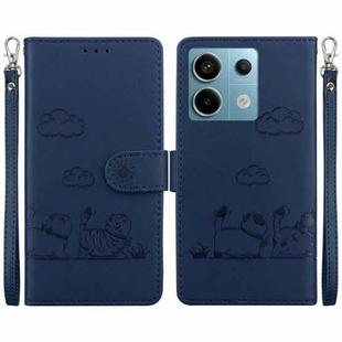 For Xiaomi Poco X6 5G Global Cute Cats RFID Leather Phone Case(Blue)