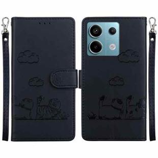 For Xiaomi Poco X6 5G Global Cute Cats RFID Leather Phone Case(Black)