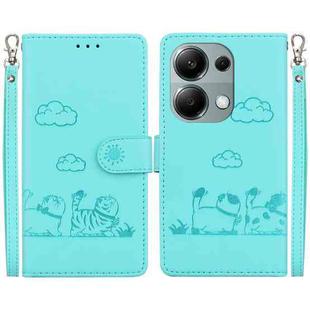 For Xiaomi Poco M6 Pro 4G Cute Cats RFID Leather Phone Case(Green)