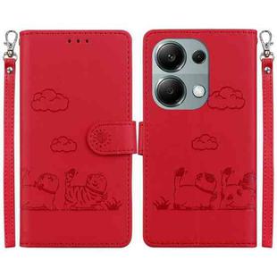 For Xiaomi Poco M6 Pro 4G Cute Cats RFID Leather Phone Case(Red)