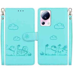 For Xiaomi 13 Lite / Civi 2 Cute Cats RFID Leather Phone Case(Green)