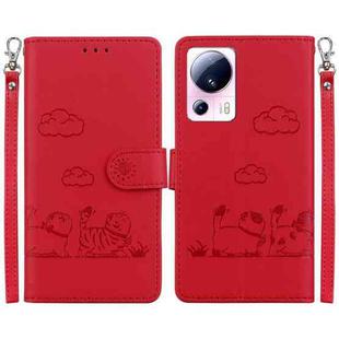 For Xiaomi 13 Lite / Civi 2 Cute Cats RFID Leather Phone Case(Red)