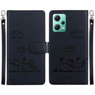 For Xiaomi Poco X5 Cute Cats RFID Leather Phone Case(Black)