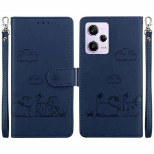 For Xiaomi Poco X5 Pro Cute Cats RFID Leather Phone Case(Blue)