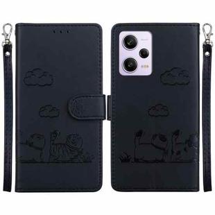 For Xiaomi Poco X5 Pro Cute Cats RFID Leather Phone Case(Black)