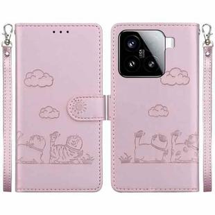 For Xiaomi 15 Cute Cats RFID Leather Phone Case(Rose Gold)