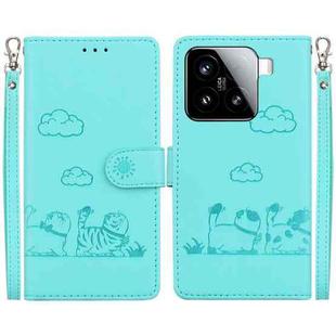 For Xiaomi 15 Cute Cats RFID Leather Phone Case(Green)
