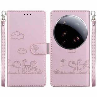 For Xiaomi 15 Ultra Cute Cats RFID Leather Phone Case(Rose Gold)