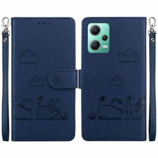 For Redmi Note 12 5G Global Cute Cats RFID Leather Phone Case(Blue)