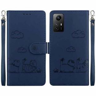 For Redmi Note 12S Cute Cats RFID Leather Phone Case(Blue)