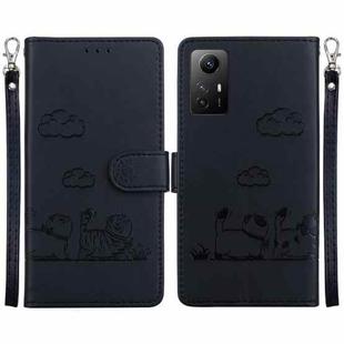 For Redmi Note 12S Cute Cats RFID Leather Phone Case(Black)