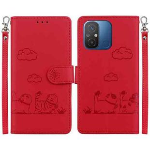 For Redmi 12C / 11A Cute Cats RFID Leather Phone Case(Red)