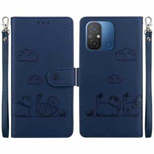 For Redmi 12C / 11A Cute Cats RFID Leather Phone Case(Blue)