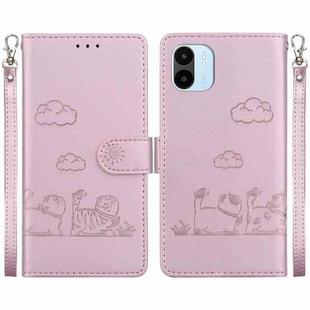 For Redmi A1 / A2 Cute Cats RFID Leather Phone Case(Rose Gold)