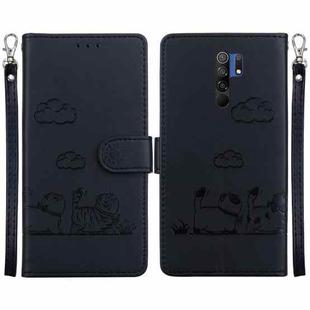 For Redmi 9 / 9 Prime Cute Cats RFID Leather Phone Case(Black)