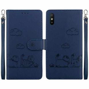 For Redmi 9A / 9i Sport Cute Cats RFID Leather Phone Case(Blue)