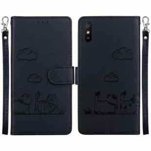 For Redmi 9A / 9i Sport Cute Cats RFID Leather Phone Case(Black)