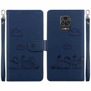 For Redmi Note 9 Pro Cute Cats RFID Leather Phone Case(Blue)