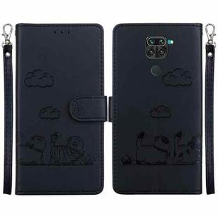 For Redmi Note 9 / 10X 4G Cute Cats RFID Leather Phone Case(Black)