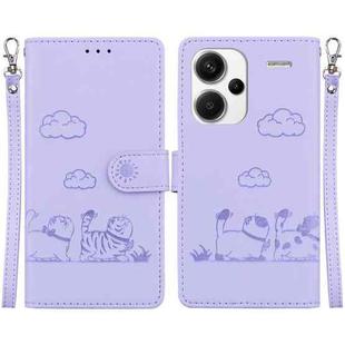 For Redmi Note 13 Pro+ 5G Cute Cats RFID Leather Phone Case(Purple)