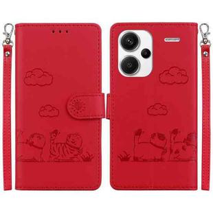 For Redmi Note 13 Pro+ 5G Cute Cats RFID Leather Phone Case(Red)