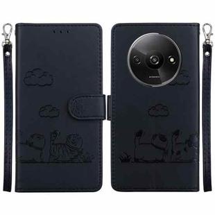 For Redmi A3 Cute Cats RFID Leather Phone Case(Black)