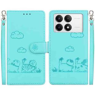 For Redmi K70 / K70 Pro Cute Cats RFID Leather Phone Case(Green)