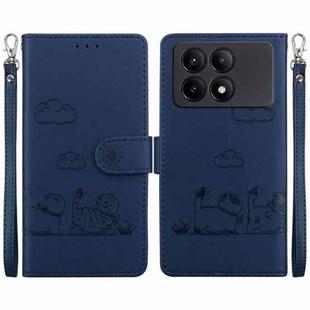 For Redmi K70E Cute Cats RFID Leather Phone Case(Blue)