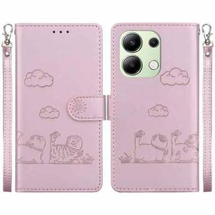 For Redmi Note 13 4G Global Cute Cats RFID Leather Phone Case(Rose Gold)