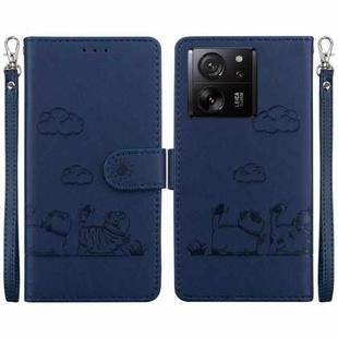 For Redmi K60 Ultra Cute Cats RFID Leather Phone Case(Blue)