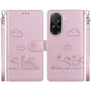 For Redmi A5 4G 173.3mm Cute Cats RFID Leather Phone Case(Rose Gold)