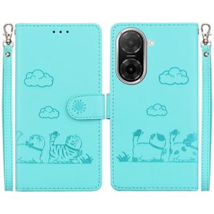 For Redmi A5 4G 173.3mm Cute Cats RFID Leather Phone Case(Green)