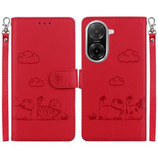 For Redmi A5 4G 173.3mm Cute Cats RFID Leather Phone Case(Red)