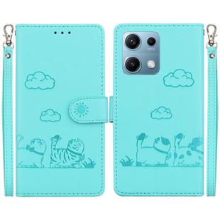 For Redmi Note 14S 4G Cute Cats RFID Leather Phone Case(Green)