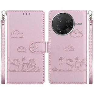 For Redmi K80 / K80 Pro / Xiaomi Poco F7 Pro Cute Cats RFID Leather Phone Case(Rose Gold)