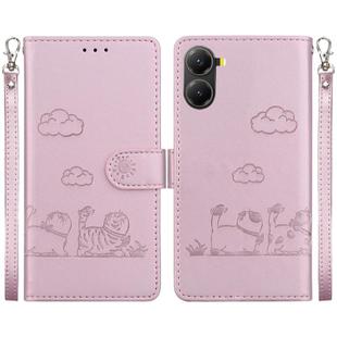 For Redmi Turbo 4 / Xiaomi Poco X7 Pro Cute Cats RFID Leather Phone Case(Rose Gold)