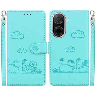 For Redmi A5 4G 171.7mm Cute Cats RFID Leather Phone Case(Green)