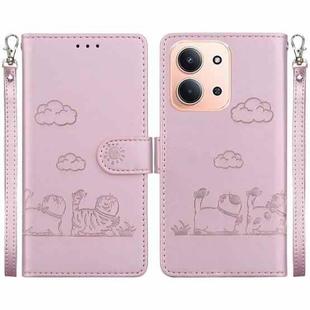 For Redmi 15C 4G 173.1mm / 15C 5G 173.1mm Cute Cats RFID Leather Phone Case(Rose Gold)