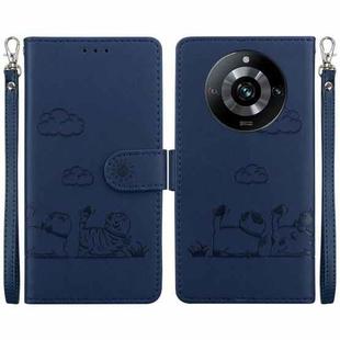 For Realme 11 Pro 5G Cute Cats RFID Leather Phone Case(Blue)