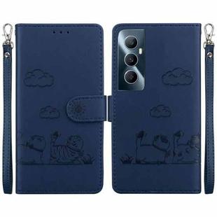 For Realme C65 4G Cute Cats RFID Leather Phone Case(Blue)