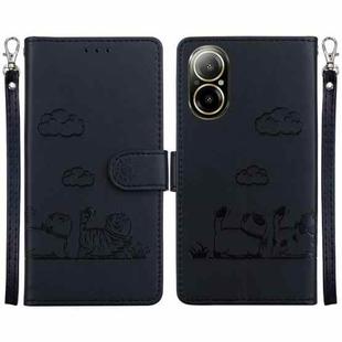 For Realme C67 4G Global Cute Cats RFID Leather Phone Case(Black)