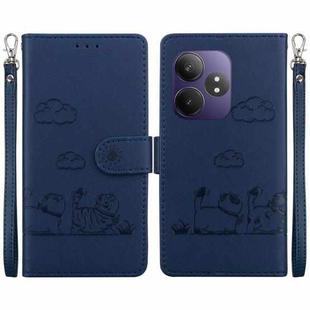 For Realme GT 6 Cute Cats RFID Leather Phone Case(Blue)