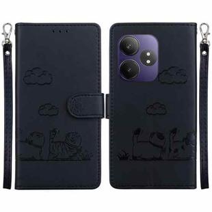 For Realme GT 6 Cute Cats RFID Leather Phone Case(Black)